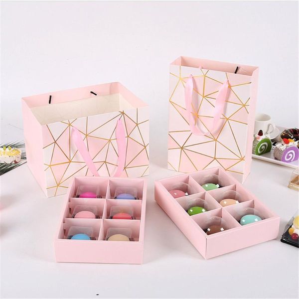 

gift wrap 6 grid mini mooncake paper box transparent window candy and sweets cake wedding favor navidad packaging for home