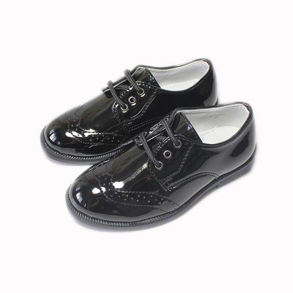 

flat shoes children infant kids baby boys british style student perform formal casual school uniform dress lace up oxford, Black;grey