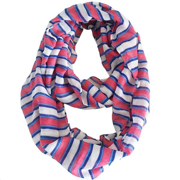 

scarves red and white striped print polyester infinity scarf women fashion lightweight ring loop circle warm small 180*50 cm, Blue;gray