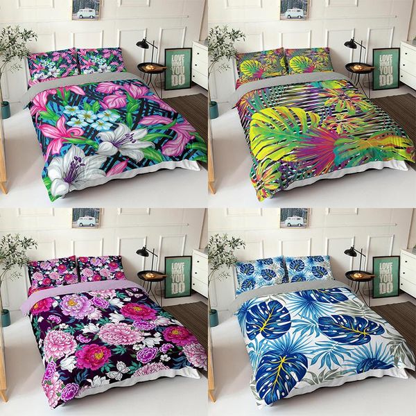 

bedding sets 3d printing plant set flowers leaves duvet cover bed lines 2/3 pieces  king size quilt for home