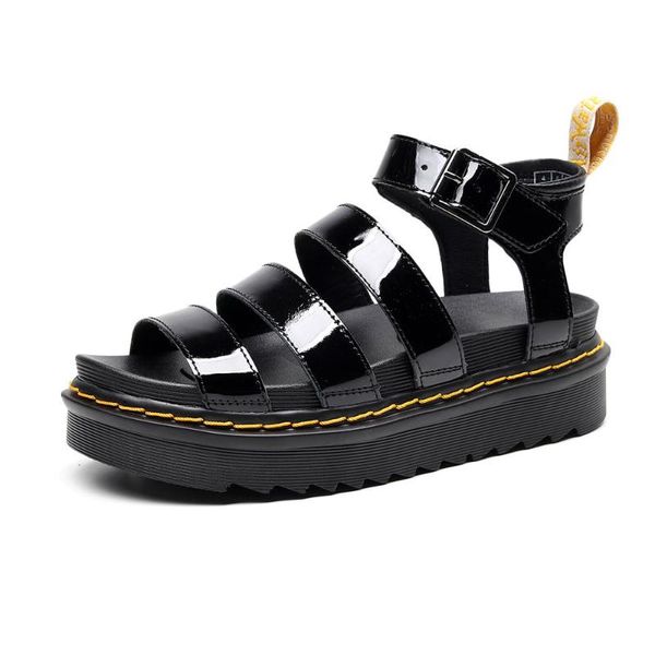 

sandals 2021 leather fashion casual platform metal buckle women's shoes, Black