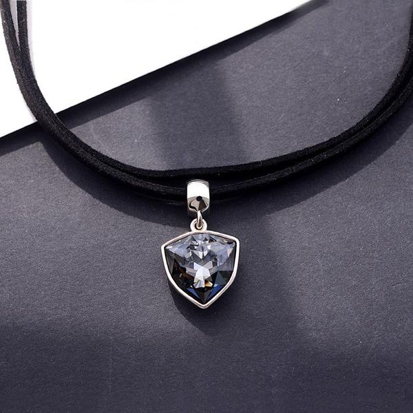 

pendant necklaces luxury green red clear dark blue grey crystal water drop necklace women charm jewelry gift for fashion lady, Silver