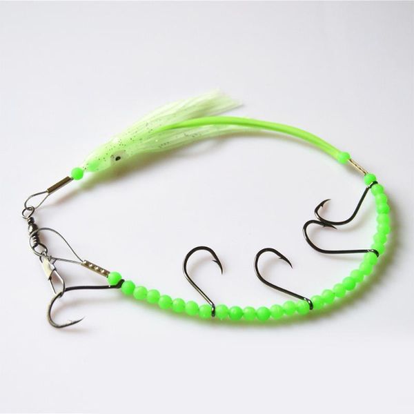 

shaped string bait soft squid luminous ocs fishing hook tropical night light 5 hooks durable