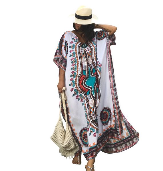 

casual dresses oversize robe beachwear harajuku print loose summer long vintage pareos beach maxi es women clothes j6h4, Black;gray