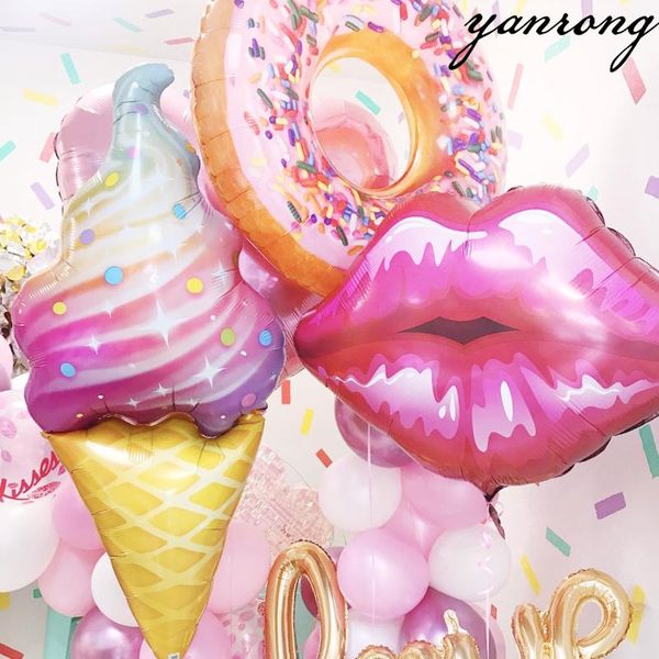 

party decoration 32inch donut digital foil balloons ice cream helium birthday kids toy sweet children's day rainbow