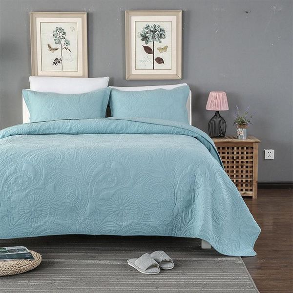 

comforters & sets solid cotton bedspread quilt set 3pcs coverlet quilted bedding embroidered quilts for bed cover king queen size summer bla