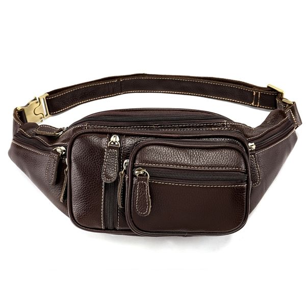 Hohe Qualität Brust Umhängetasche Für Mann 8336 Leder Reise Taille Pack Fanny Pack Männer Leder Gürtel Taille Tasche Telefon beutel 211028