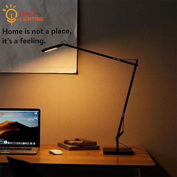 

designer simple long arm piano led desk lights dimming table lamp with touch switch home decor study el office salon bedroom lamps