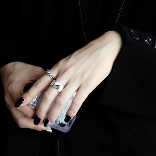 

cluster rings silvology 925 sterling silver irregular twine weave vintage do the old thick glossy korea for women office jewelry, Golden;silver