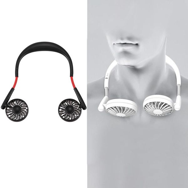 

electric fans upgraded usb rechargeable 2000mah portable hanging neck sports fan headphone design mini cooler wearable