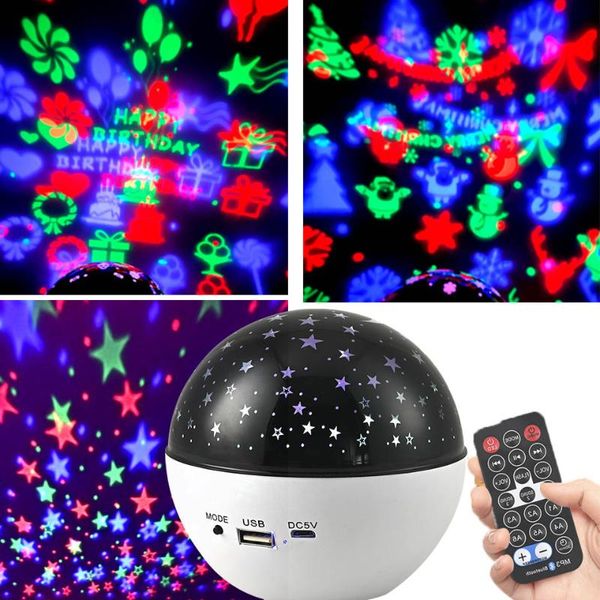 

night lights light starry sky projector lamp rechargeable led star music player remote rotating bluetooth bedside gifts kids adult
