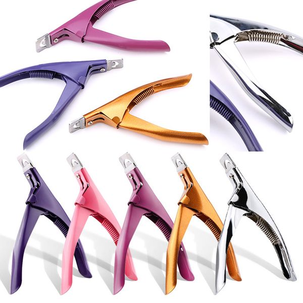 Professional Nail Art Clipper Especial Tipo U Palavra Falsos Dicas Borda Cortadores Manicure Colorido Aço Inoxidável Ferramentas