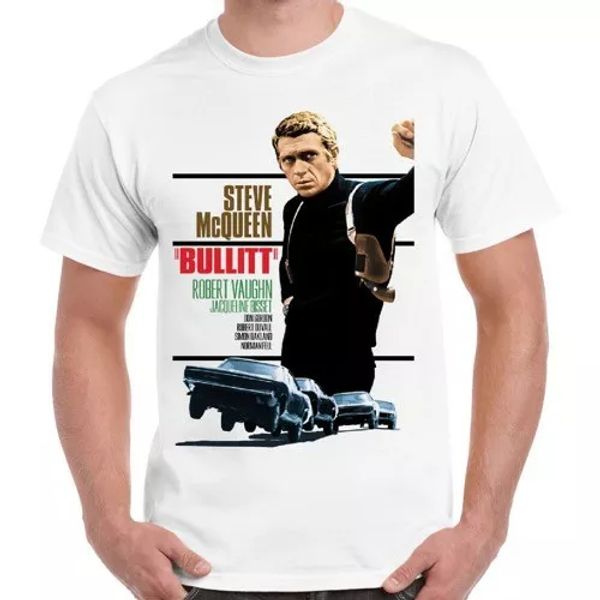 

bullitt thriller steve mcqueen 60s movie film retro t shirt 621, White;black
