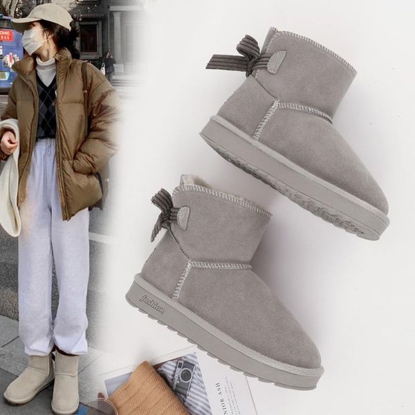 

boots women snow warm casual leather ankle non-slip suede fur flats fashion footwear 2021, Black