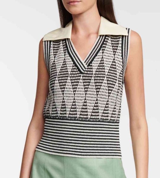 

women's knits & tees designer cropped sweater vest 2021 autumn removable collar v neck sleeveless argyle women pullover crop, White