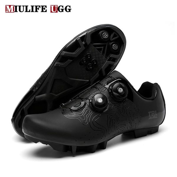 

winter mountain bike shoes cycling mtb sneakers men road dirt racing women bicycle spd speed flat cleat footwear leather, Black