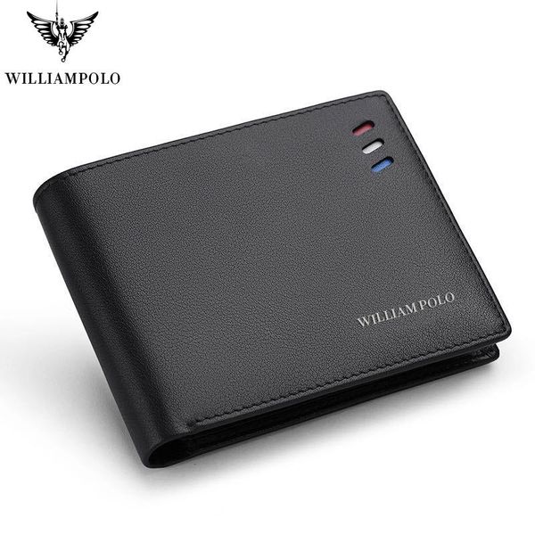 

wallets ultra thin leather wallet men's short business style red white blue slot clip light and small portable, Red;black