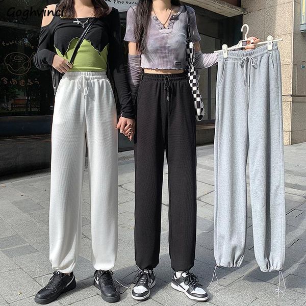 

women's pants & capris women joggers autumn high waist korean style loose casual ins fashion slacks pockets classy soft wide leg retro, Black;white