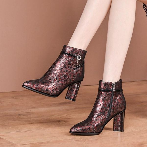 

boots mljuese 2021 women ankle kid suede winter short plush pointed toe zippers high heels female size 34-42 party dress, Black