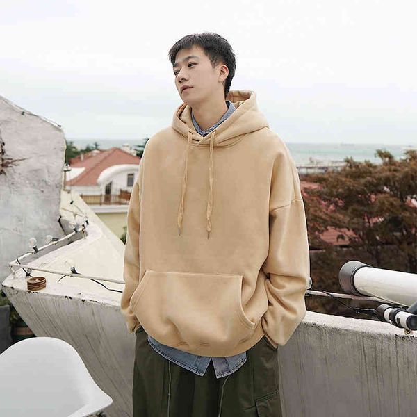 

men's hoodies & sweatshirts hooded hoodie solid male fashion sweater casual cotton jumper loose size s-5xl ttdo, Black