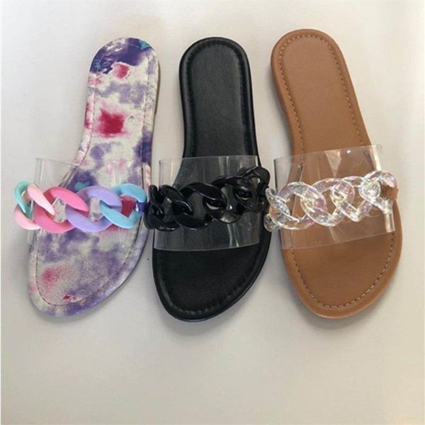 

gr006 pink women large flops white rainbow flat slides black slipper fashion scuffs ladies chain sandals printing flip casual shoes flo lhnc