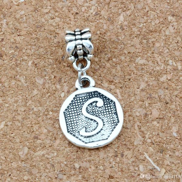 

50pcs/lot double sided initial alphabet disc "s" charm pendants for jewelry making bracelet necklace diy accessories a-400a, Bronze;silver
