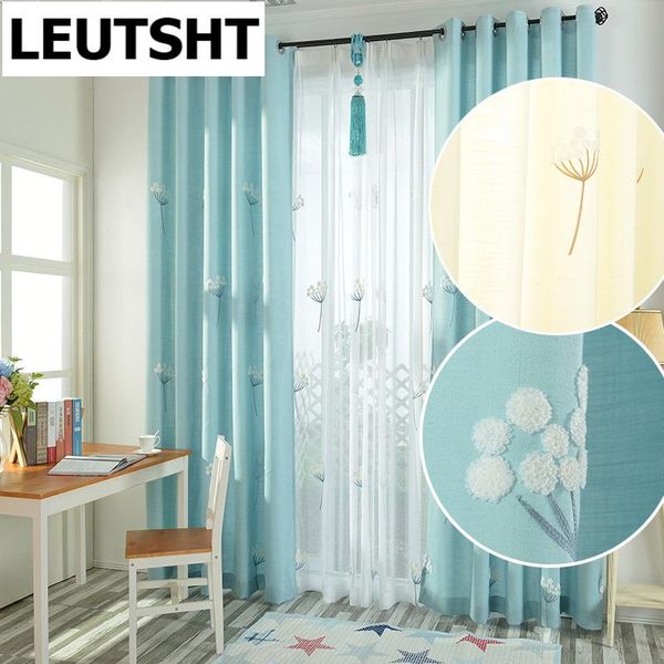 

modern pastoral embroidered cotton and linen shade bedroom curtains selling korean-style window for living room kitchen curtain & drapes