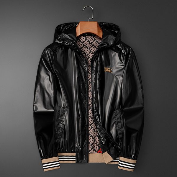

Fashion Leather 2021 Spring Men's Jacket Hooded Pu, Black