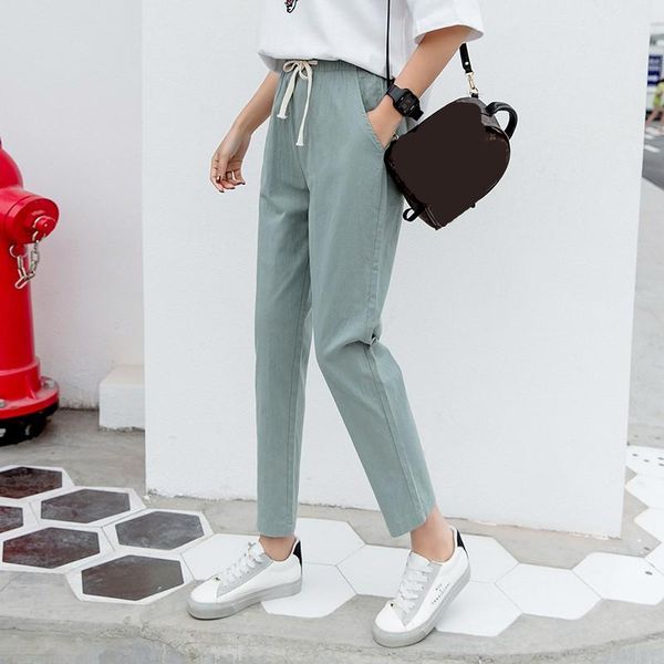

women's pants & capris realeft 2021 summer solid korean ol style harem pockets high waist ankle-length casual loose plus size, Black;white