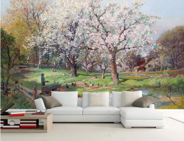 

3d wallpaper custom p mural european-style landscape oil painting peach blossoms home decor 3d wall murals wallpaper for walls 3 d in the li