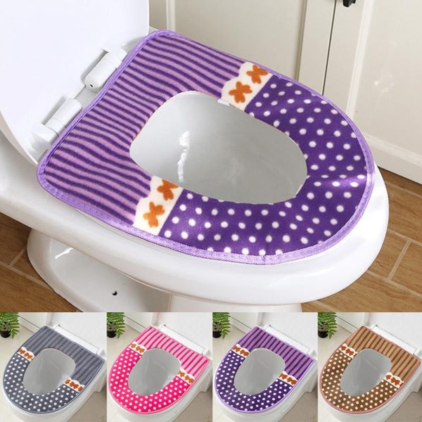 

toilet seat covers winter warm cover closestool mat washable bathroom accessories corduroy printed soft o-shape pad bidet