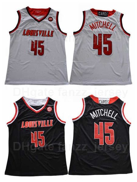 

ncaa college basketball 45 donavan mitchell jersey university team black color white away for sport fans breathable pure cotton embroidery a