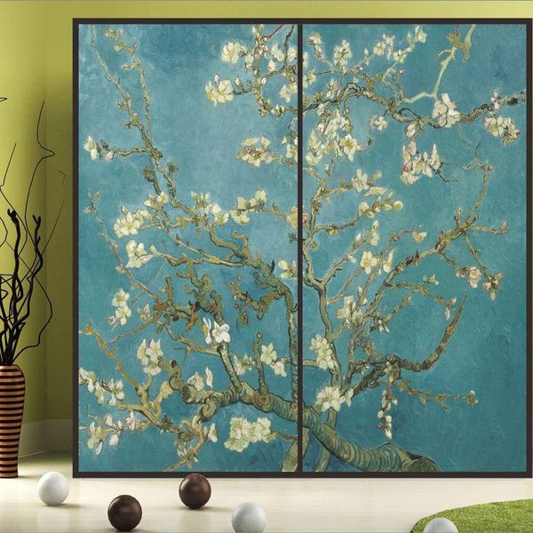 

window stickers blossom starry sky oil painting frosted film waterproof glass sticker pvc static cling privacy films