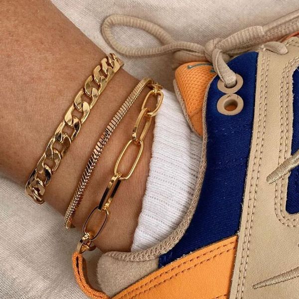 

Anklets IPARAM Vintage Thick Metal Chain Boho Anklet Set Women's Fashion Punk Beach Leg Twist Snake Jewelry, Red;blue