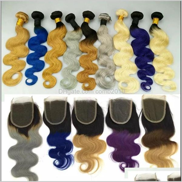 

brazilian body wave human hair weaves with lace closure human hair weaves ombre red blue purple 99j burgundy 1b/4/27 hair weft uof9r xlngf, Black