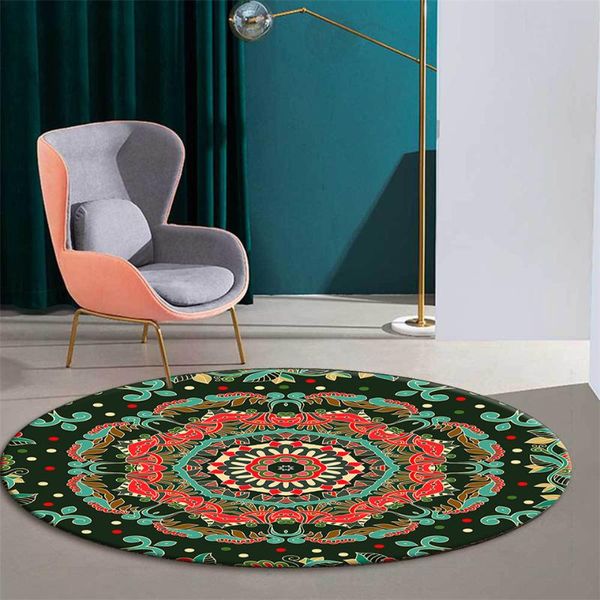 

carpets retro bohemia round carpet ethnic style colorful geometry floral for rug table vintage mat chair coffee bedroom anti-slip