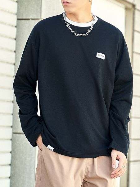 

men 1pc letter patched detail drop shoulder tee s4zw#, White;black