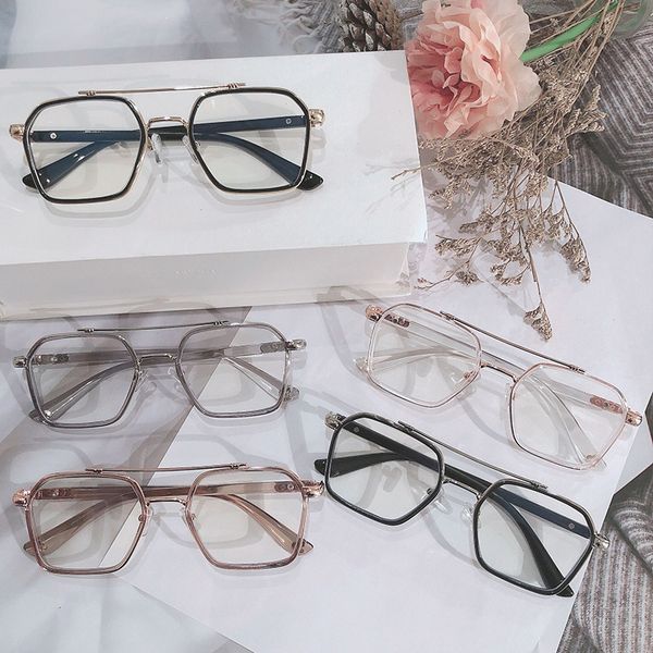 

75% off outlet store online chen weiting's same crosin double beam fashion blue light proof frame glasses for men and women, White;black