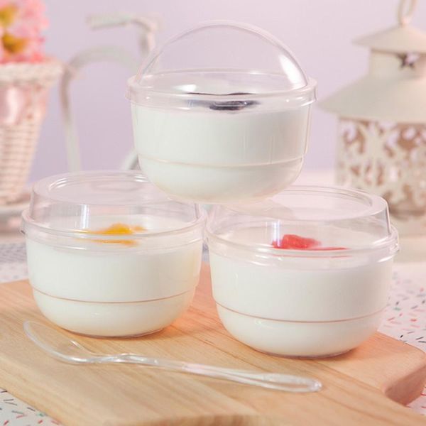 

disposable cups & straws 50pcs round dessert cup 150ml cute hard plastic diy baking cake pudding yogurt packaging transparent with lid