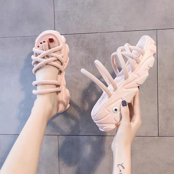 

summer women platform sandals med heels cross strap peep toe shoes woman, Black