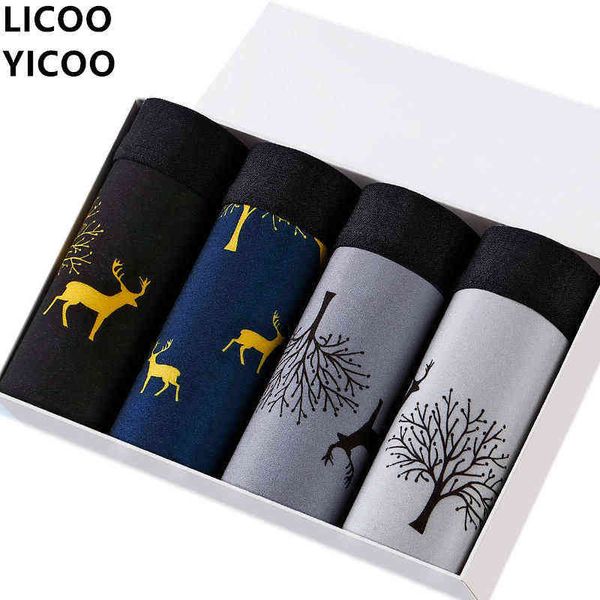 4 pz/lotto Mutandine da Uomo Intimo Boxer Mutande Maschili Pantaloncini Homme Regalo per Uomo Cotone Moda Sexy Cueca Pantaloni da notte H1214