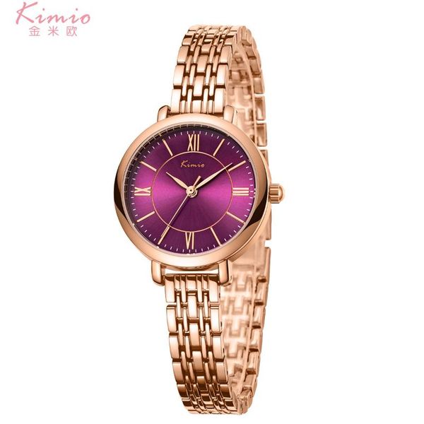 

wristwatches kimio colorful quartz diamond watch alloy rose gold bracelet women dress woman watches women's k6283, Slivery;brown