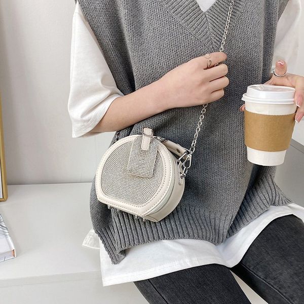 

luxury handbags diamond inlaid mini bag female 2021 summer new korean fashion chain messenger portable dinner small round bag