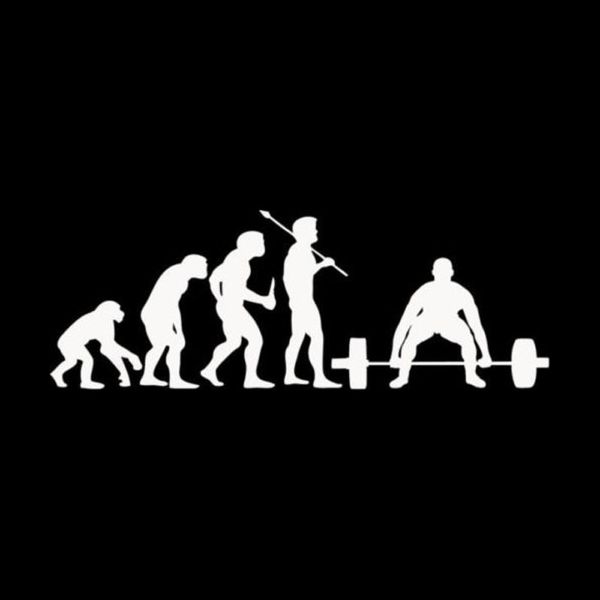 

15.2cm*5.3cm fashion evolution weightlifting sport vinyl car stickers black