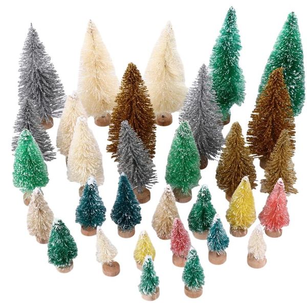 

christmas decorations 40pcs mini pine trees artificial with wood base for decor