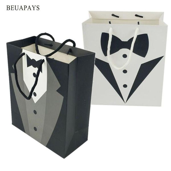 

gift wrap 50pcs black and white dress paper bag candy box shirt shopping packaging cosmetics wedding ornaments event party favors