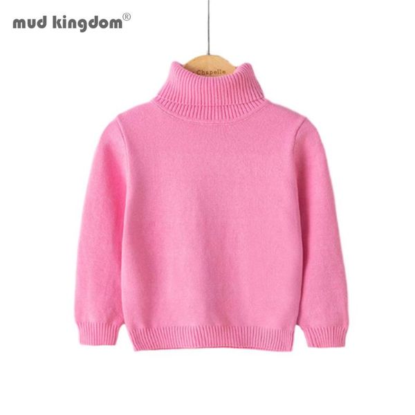 

mudkingdom boys girls sweaters long sleeve fashion solid turtleneck 2021 autumn winter knit warm sweater kids clothes pullover, Blue