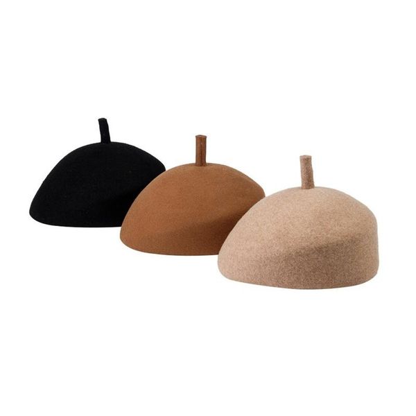 

berets children autumn winter fashion casual retro beret kids woolen warm painter hat performance shape, Blue;gray