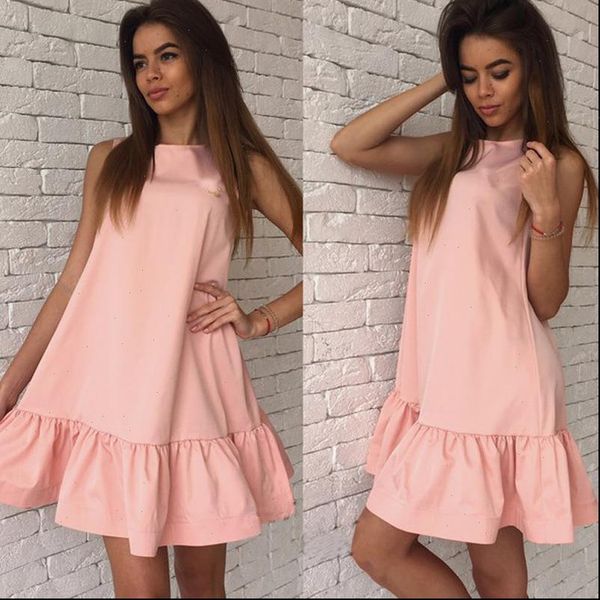 

fashion womens dresses spring summer women dress casual sleeveless solid color mini a line party vestidos, Black;gray