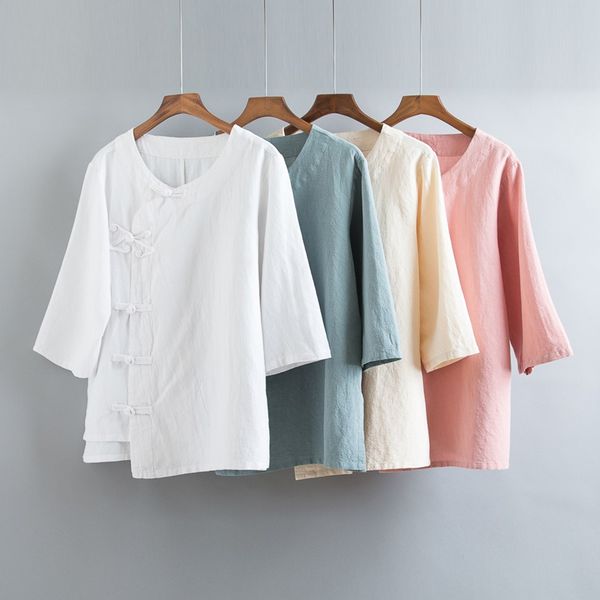 

chinese blouse shirt traditional chinese clothing for women linen oriental china clothing tang costume cheongsam 10227, Red